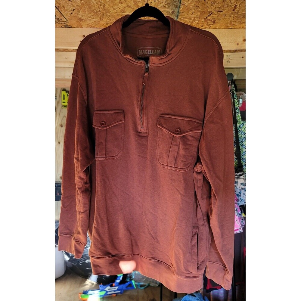 Magellan Sportswear Mens XL Burnt Orange 1/4 Zip Shirt
